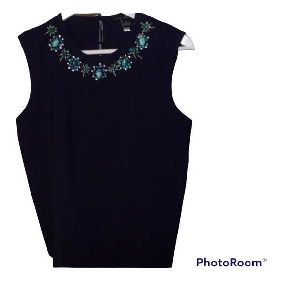 Chico's Tops - NWOT Chico’s Black Label Size 1 Embellished Jeweled Top